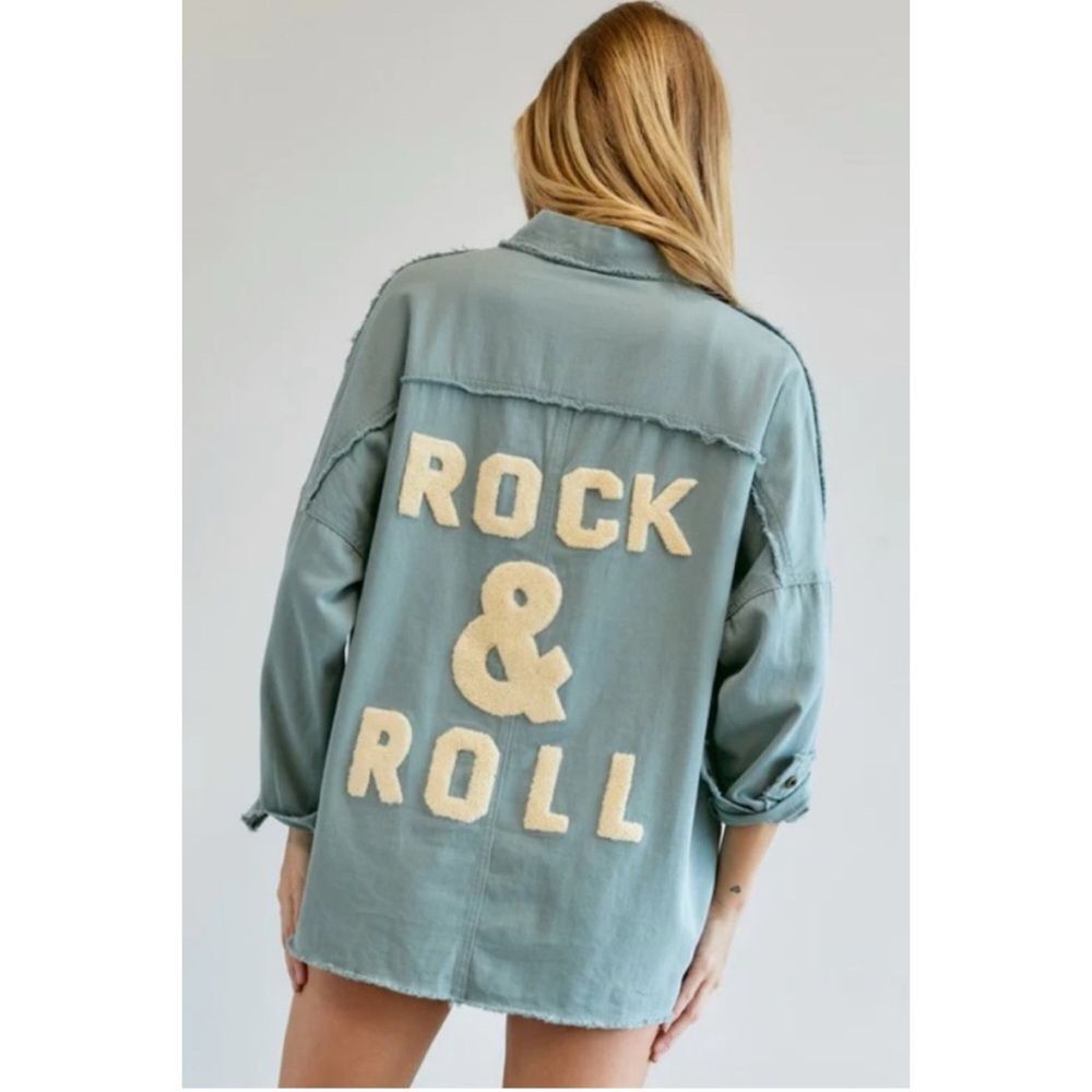 DAVI & DANI Rock & Roll Cotton Over T-shirt Shirt Jacket Size L